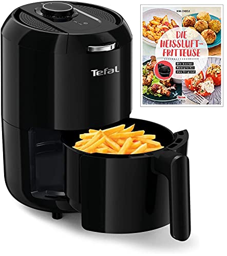 Tefal Freidora de aire caliente Easy Fry Compact + libro de cocina oficial original con muchas ideas de recetas, 1030 W, 400 g/1,6 L, temporizador de 30 minutos, función de apagado automático y alarma