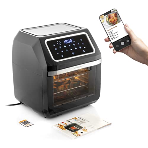 InnovaGoods® Freidora sin Aceite 12L, air fryer 1800W con +100 recetas en ES. Freidora aire con 8 Accesorios,10 programas, pantalla táctil, temporizador, Horno Aire Caliente con ventana y luz interior