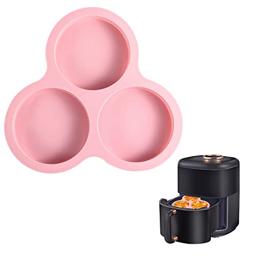 1 Pieza Silicona Freidora de Aire Sartén para Huevos Freidora de Aire Molde de Huevo Frito de Silicona Sartén para Muffins de Silicona con 3 Cavidad para Air Fryer Hornear Cocinar