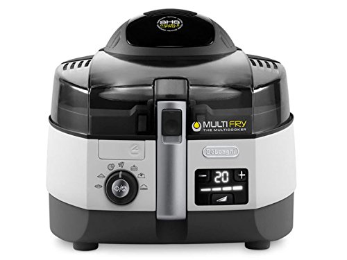 De'Longhi FH 1394/2 MultiFry Extra Chef - Freidora, 1.7 kg de capacidad, resistencia inferior de 800 W, panel de control digital LCD con 7 programas automáticos, Color Negro/Blanco