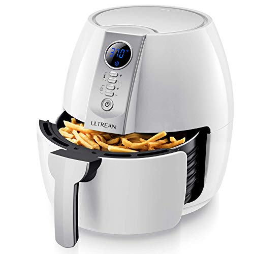 Ultrean Freidora sin Aceite, Freidora Aire 4L, Air Fryer con Pantalla LCD Digital, Sarten Antiadherente, Temperatura y Tiempo Ajustable, sin BPA ni PFOA