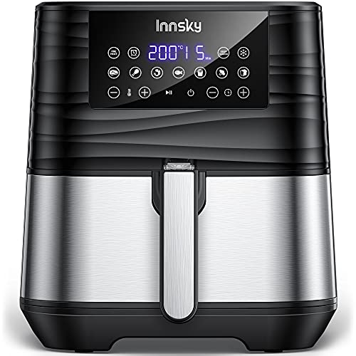 Innsky IS-EE004 Freidora de Aire Caliente 5,5 L XXL de Acero Inoxidable, Plata