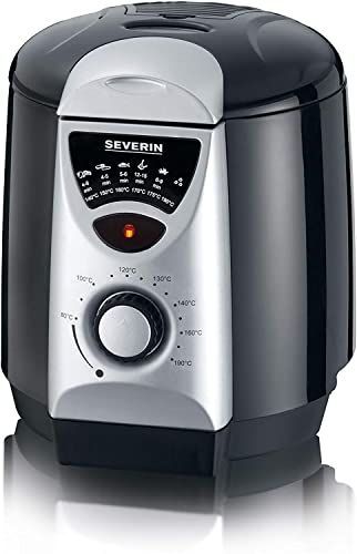 Severin 2408 Mini 2 en 1, Freidora, Incl. 6 Tenedores de Fondue, Cantidad de Fritura 200 g, 840 W, Plateado/Negro