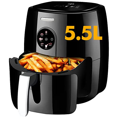 ARINTUL freidora sin aceite 5,5 L, conjunto de fritadeira a ar com ecrã tátil, temporizador e controlo de temperatura, fritadeira a ar quente, 6 pro