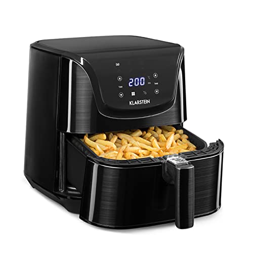 Klarstein Freidora Sin Aceite l 1700 W, 5,4 litros, Pantalla LCD Táctil, 8 Programas l Freidora Aire Caliente de Acero Inoxidable, Air fryer de Bajo Consumo, Freidoras de Aire con Termostato, Negro