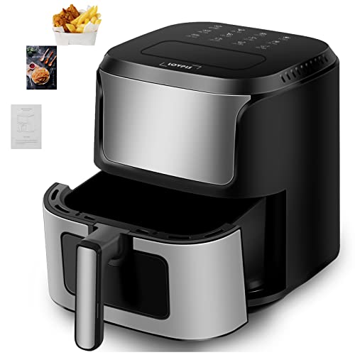 Freidora de Aire sin Aceite 6L, 1500W Air Fryer, Freidora sin Aceite con 6 Programas, Panel LED táctil, Sin BPA, Libro de Recetas incluido