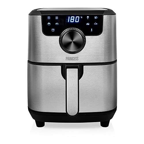 Princess 182033 Freidora sin aceite, 4.5 L de Capacidad, Ahorra hasta un 66,7% de energía, Panel de control Digital táctil, 8 programas, función para mantener el calor, 30 Recetas PDF