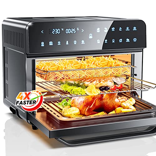 Freidora de Aire 25L, Freidora sin Aceite Acero Inoxidable con 12 Programas, Pantalla LED Táctil y Control de Temperatura Preciso (38-230 ℃), 1800W