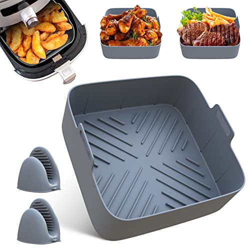 ZStarlite Accesorios Freidora Sin Aceite Molde Silicona Freidora de Aire Cesta de Silicona para Freidora de Aire Sartén Airfryer Reutilizable con Manopla para Hornear para Horno Microondas Pastel(21CM