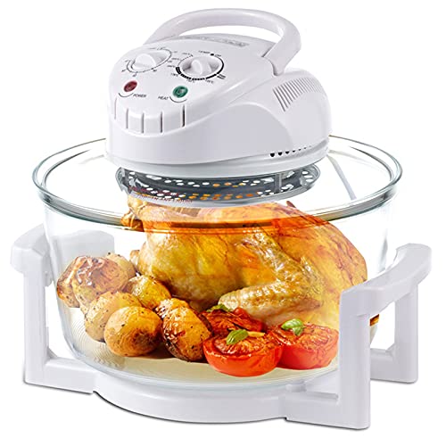 12L Freidora de aire halógeno, horno sin aceite, máquina de papas fritas multifunción, saludable y baja en grasa, calentada uniformemente, fácil de limpiar, para asar, pollo entero, pizza, pastel