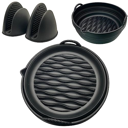 VS Molde de Silicona para Airfryer 20 cm plegable con guantes. Accesorios y Utensilios para freidora aire Cecotec, Cosori, Xiaomi, Gourmia y más - Bandejas, Cestas, Moldes, Liners y más.