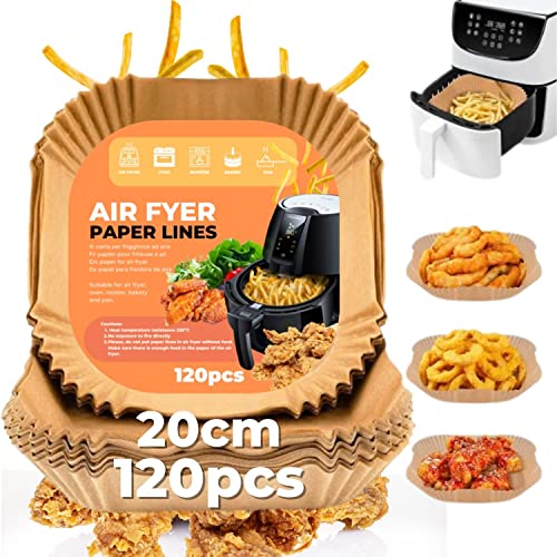 Papel Para Freidora de Aire, 120 Piezas Papel Horno Freidora Aire Cuadrado, accesorios freidora sin aceite Antiadherente Desechable papel Freidora aire Cosori 5,5 Ninja Air fryer moldes para freidora