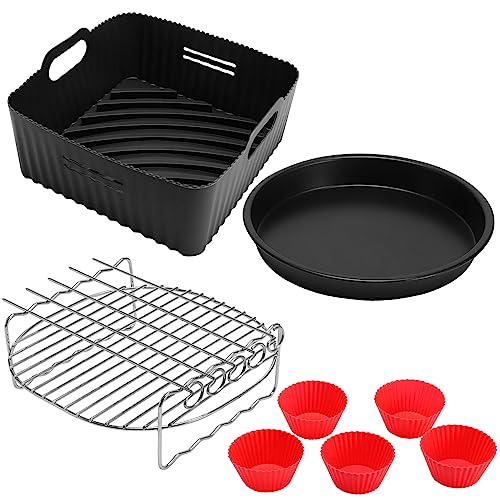 21cm Accesorios Freidora sin Aceite, 4PCS XL Accesorios Freidoras de Aire para Cecotec 5,5L 6L, COSORI 4,7L 5,5L, Philips Airfryer XL 6.2L, con Molde Silicona Freidora de Aire