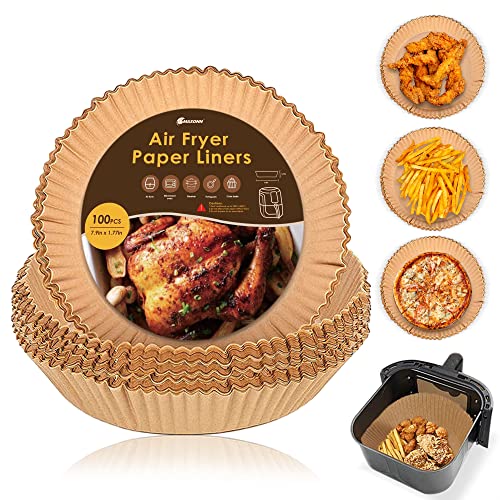 YVS® - Papel Freidora Aire, (x100), Papel Freidora Aire, Papel Air Fryer, Papel de Pergamino Antiadherente Desechable, Papel Horno Freidora Aire Redondo, Accesorios Freidora de Aire, Paper Liner