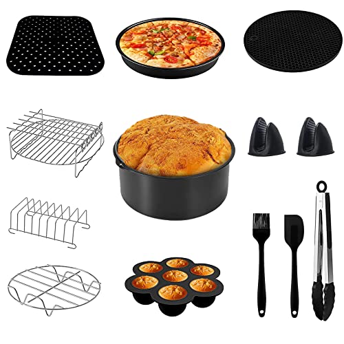 Accesorios Freidora Sin Aceite 5.5L, Yidaxing Accesorios Freidora de Aire 5,5L litro XXL Utensilios Molde Air Fryer Accessories para Soporte de acero inoxidable, Rejilla multiusos, Molde de huevos