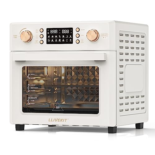 LLIVEKIT 26 L Freidora de Aire sin Aceite 1700 W Mini Horno de Aire Caliente con 14 Programas para Selección Temperatura Ajustable y Temporizador, Air Fryer con 8 Accesorios y 1 Receta