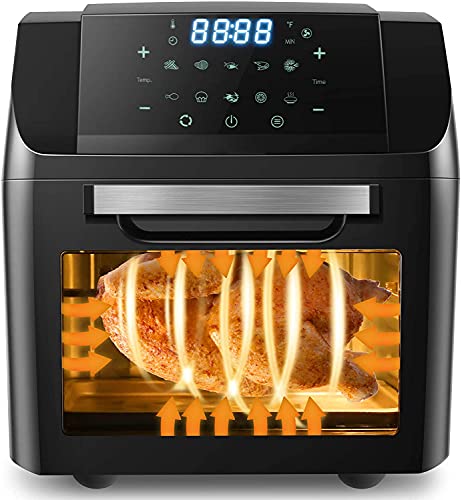 Nictemaw Freidora sin Aceite 12L 1500W, Freidora de Aire Caliente , Horno de Aire Caliente con 10 Programas, Deshidratador, con Pantalla LED (XXX-Large)