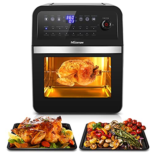 Freidora sin Aceite 12L 1700W, Freidora de Aire Caliente , Horno de Aire Caliente con 10 Programas, Deshidratador, con Pantalla LED, Temporizador y 5 Accesorios negro