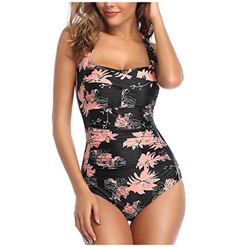 Traje de Baño de Una Pieza Mujer Bañadores Reductores Tallas Grandes Bañador Sexy Cuello en V Bikini Cintura Alta Pliegues Trajes de Bañadores Conjuntos Push Up Swimwear Control del Vientre Estampado