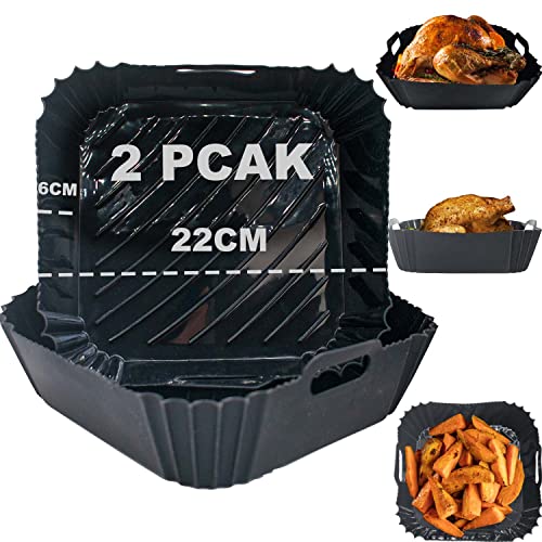 Molde Silicona Freidora de Aire 2 Piezas 22CM Molde Silicona Air Fryer para COSORI 5.5L/6.4L, Cecotec 5.5L/6L Accesorios Freidora sin Aceite Accesorios Freidora de Aire