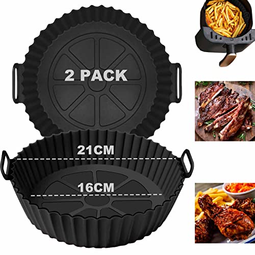 Molde Silicona Freidora de Aire 2 Piezas 16CM Molde Silicona Air Fryer Accesorios Freidora sin Aceite Compatible COSORI/Cecotec/Princess/Ninja, 3-4.5L Accesorios Freidora de Aire