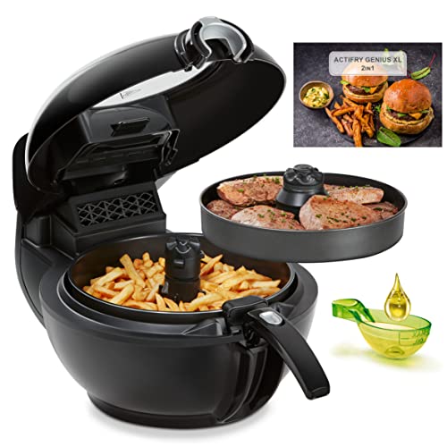 Tefal ActiFry Genius XL 2 en 1 YV9708 - Freidora sin Aceite, Tecnología Dual Motion, Capacidad XL, 9 Programas, Apta para el Lavavajillas para hasta 1,7 kg de Frituras, dos Zonas Cocción, Cocina Sana