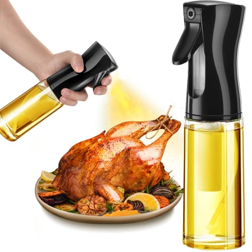 KINGNET Pulverizador Aceite Spray para Cocina Grado Alimentario, Botella de 300ml Utilizado para Freidora de Aire, BBQ, Horneado, Ensalada (300ml, Negro)