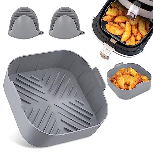 Molde de Silicona para Freidora de Aire 5.5L y 6L. 21L - Molde más Guantes de Protección para Airfryer compatible con COSORI, CECOTEC, PHILIPS - Compatible con todas las marcas de esa capacidad